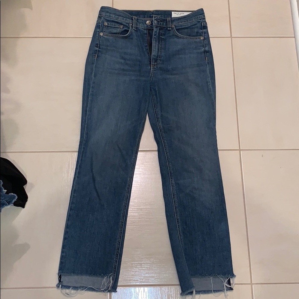Rag & Bone stovepipe step hem jeans